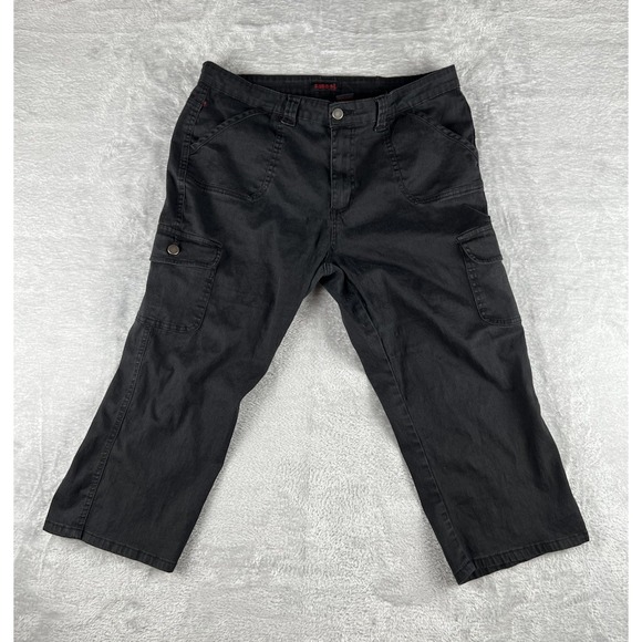 VTG Zana Di Cargo Pants 3/4 Length Womens 16 Black High Rise Y2K Emo Punk - Picture 1 of 8